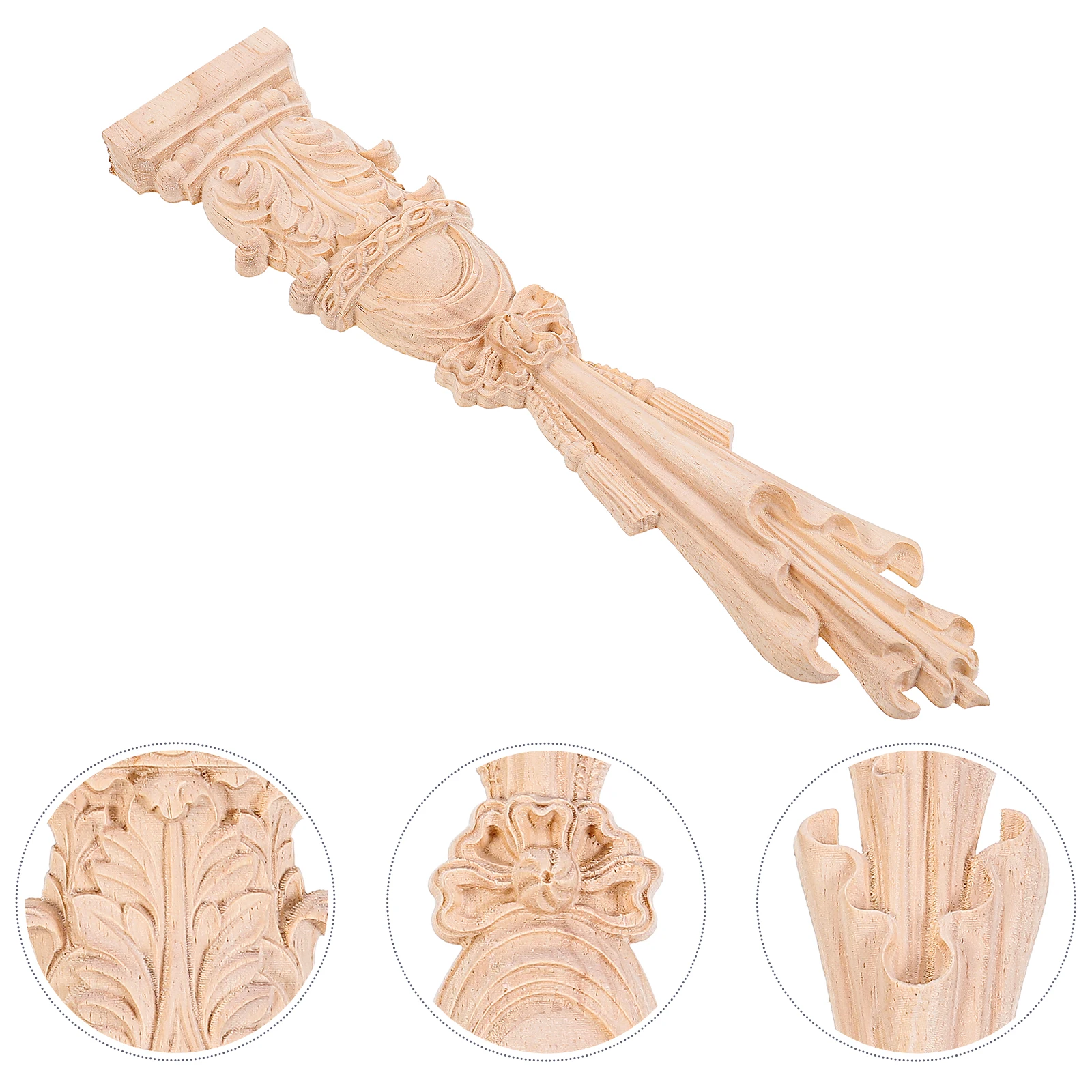 

2Pcs Wooden Decals Decor Unpainted Exquisite Carved Patterns Retro Home Wall Cabinet Fireplace Ornament European Style Appliques