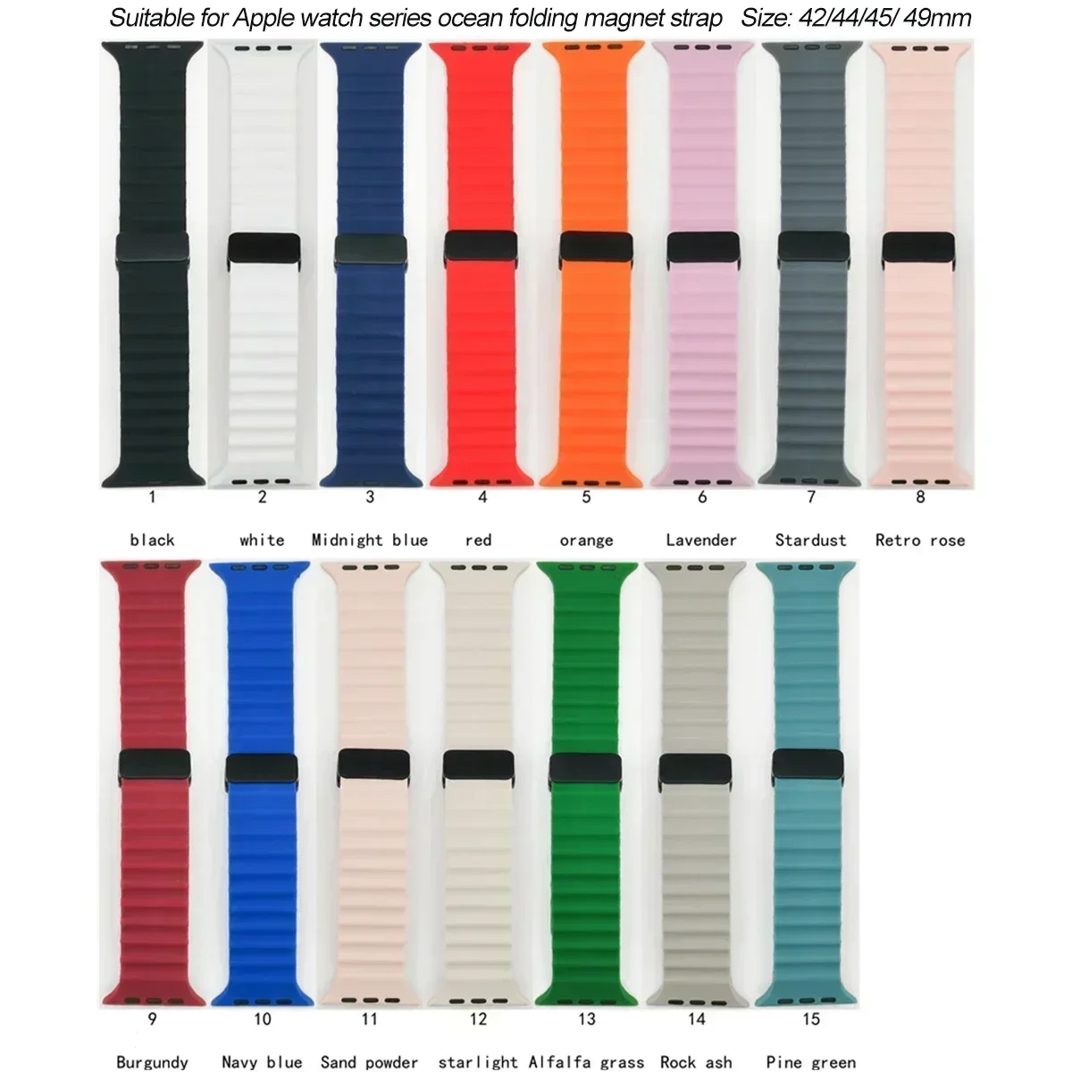Ремешок с магнитной пряжкой для Apple Watch Band Ultra2 49 45 мм 44 40 мм 41 мм 38 42 мм Силиконовый браслет для IWatch Series 7 6 3 Se 8 9