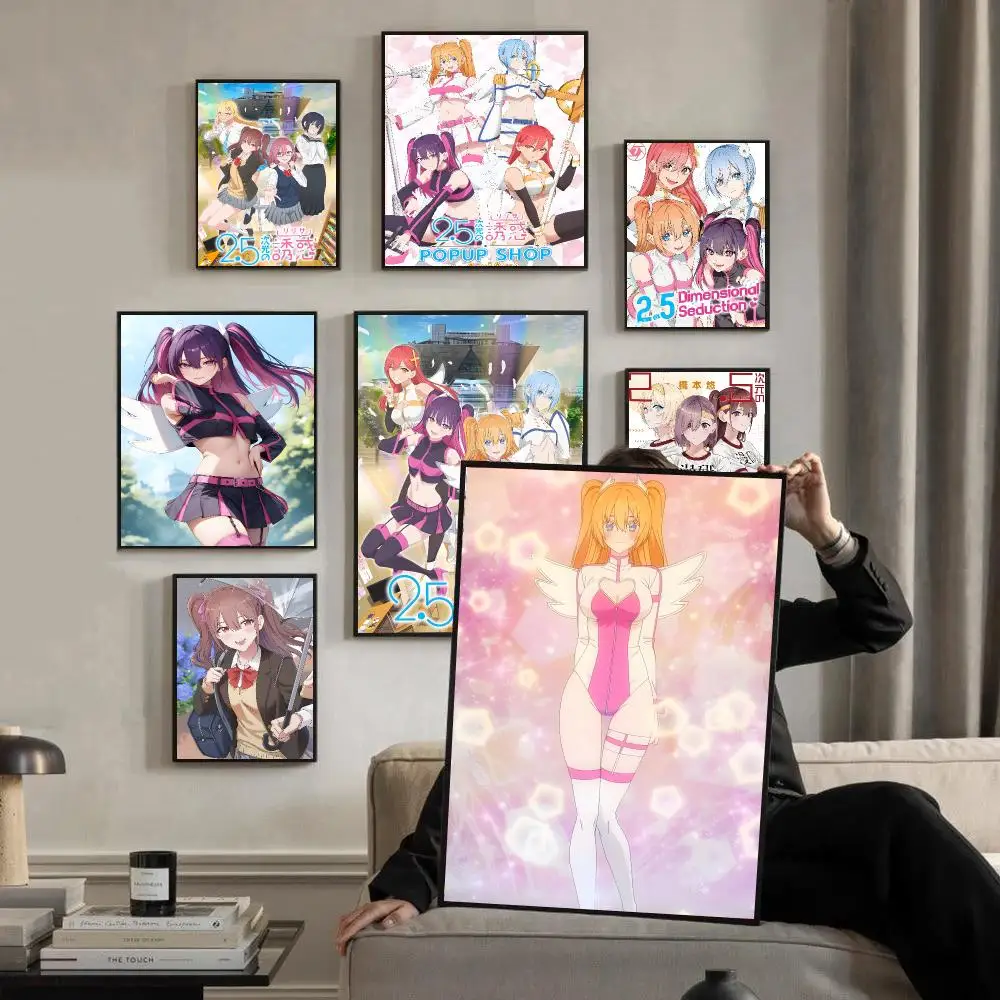2.5 Dimensional Seduction Anime Cute Poster Self-adhesive Advanced Aesthetic Printing Paper Wall Art for Living Room Home Decor