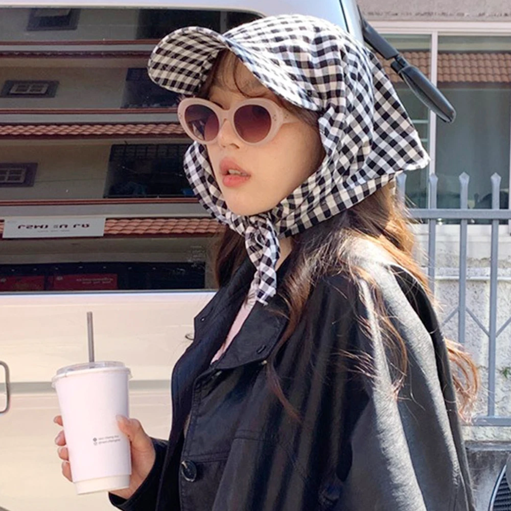 French Retro Headscarf Hat Sweet Loli Quick Drying Sun Hat Breathable UV Protection Baseball Cap Outdoor Seaside Vacation