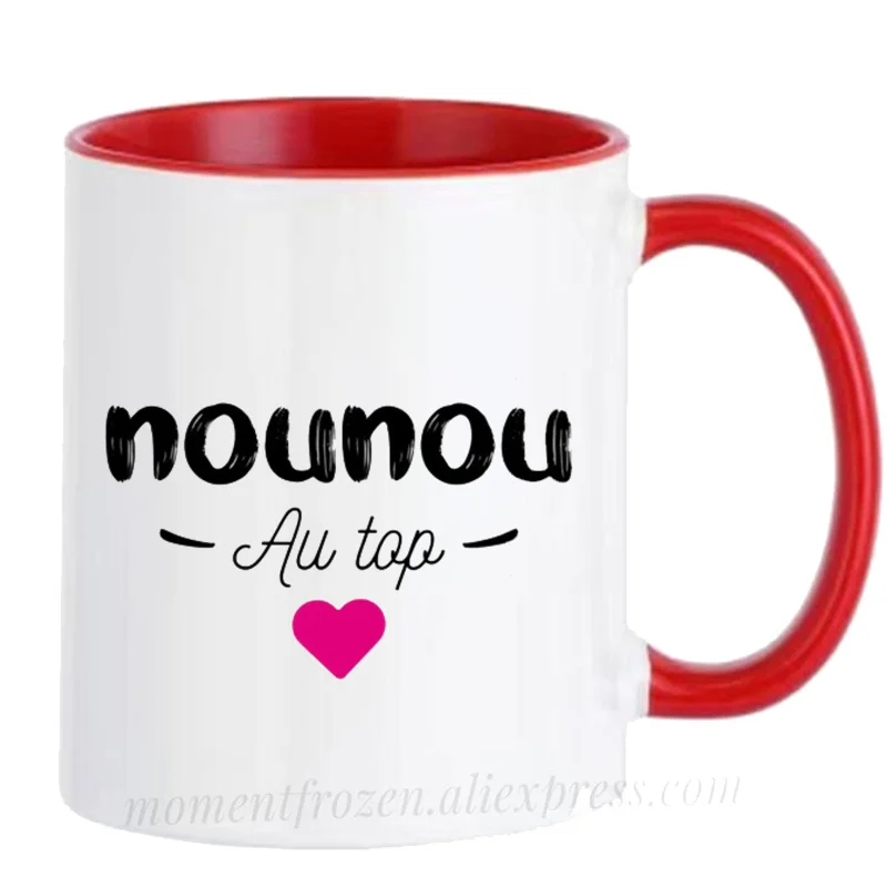 Merci Nounou Mugs Nursing Mother Wet Nurse Nanny Cups Family Home Decal Mom Gifts Ceramic Mum Teaware Coffeeware Mama Drinkware