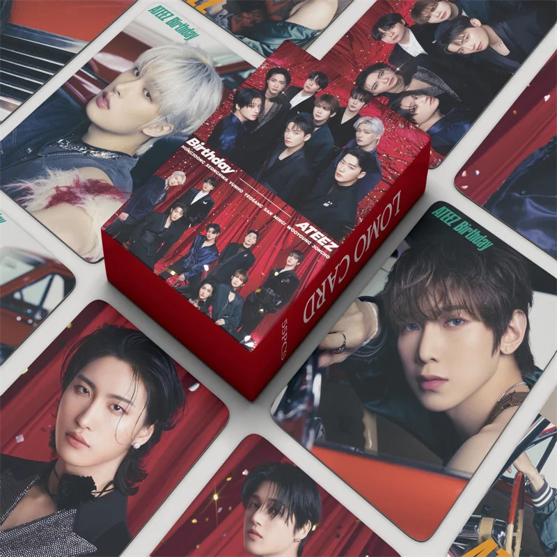 55pcs/set ATEEZ Male Group Album BIRTHDAY LOMO Card San Mingi Wooyoung Jongho Collector Card Postcard Ateez Photo Card Hongjoong