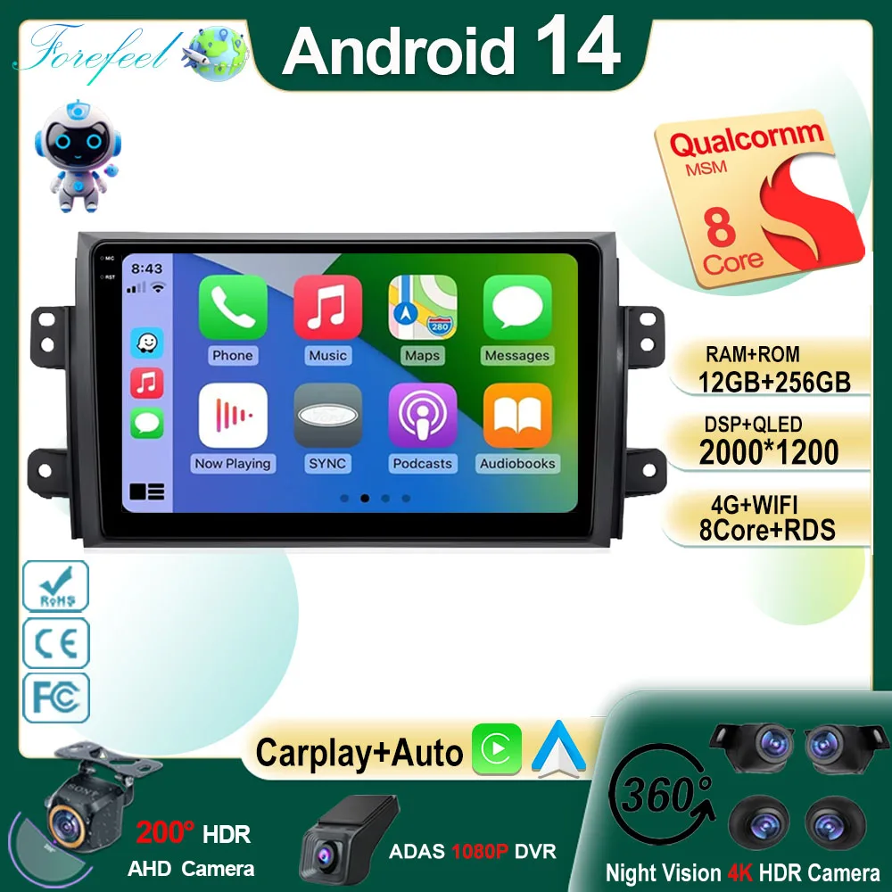 

Android 13 Radio For Suzuki SX4 2006-2013 For Fiat Sedici 2005-2014 Carplay NO 2din Autoradio Auto Car Multimedia GPS Bluetooth