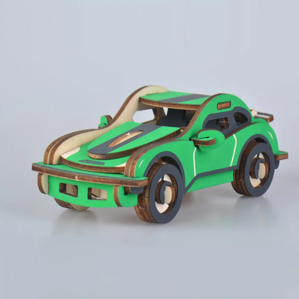 

Colorful Wood Puzzle Funny 3D Race Car DIY Handmade Creative Educational Wood Puzzle Early Development Hand Eye Coordination