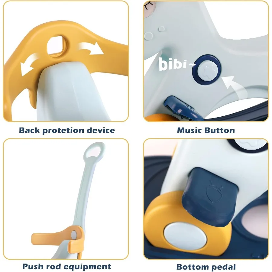 1～3歳児向け4in1ロッキングホース、ベビーロッキングトイ、楽しい誕生日プレゼント、1歳以上の男の子向け乗用玩具、取り外し可能な帽子付き