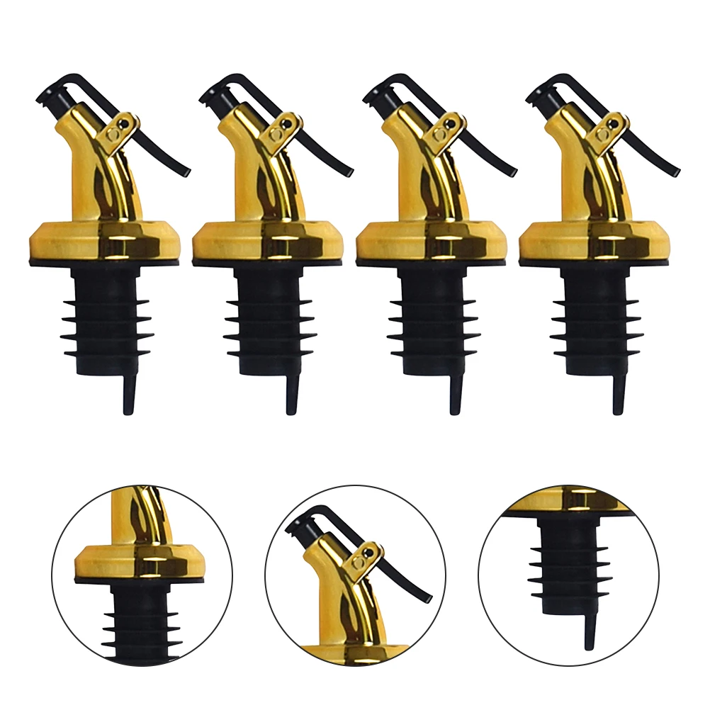 

10 Pcs Pressure Oil Bottle Nozzle Spout Pourer Pot Sprayer Spouts for Bottles Olive Topper Golden Dispenser