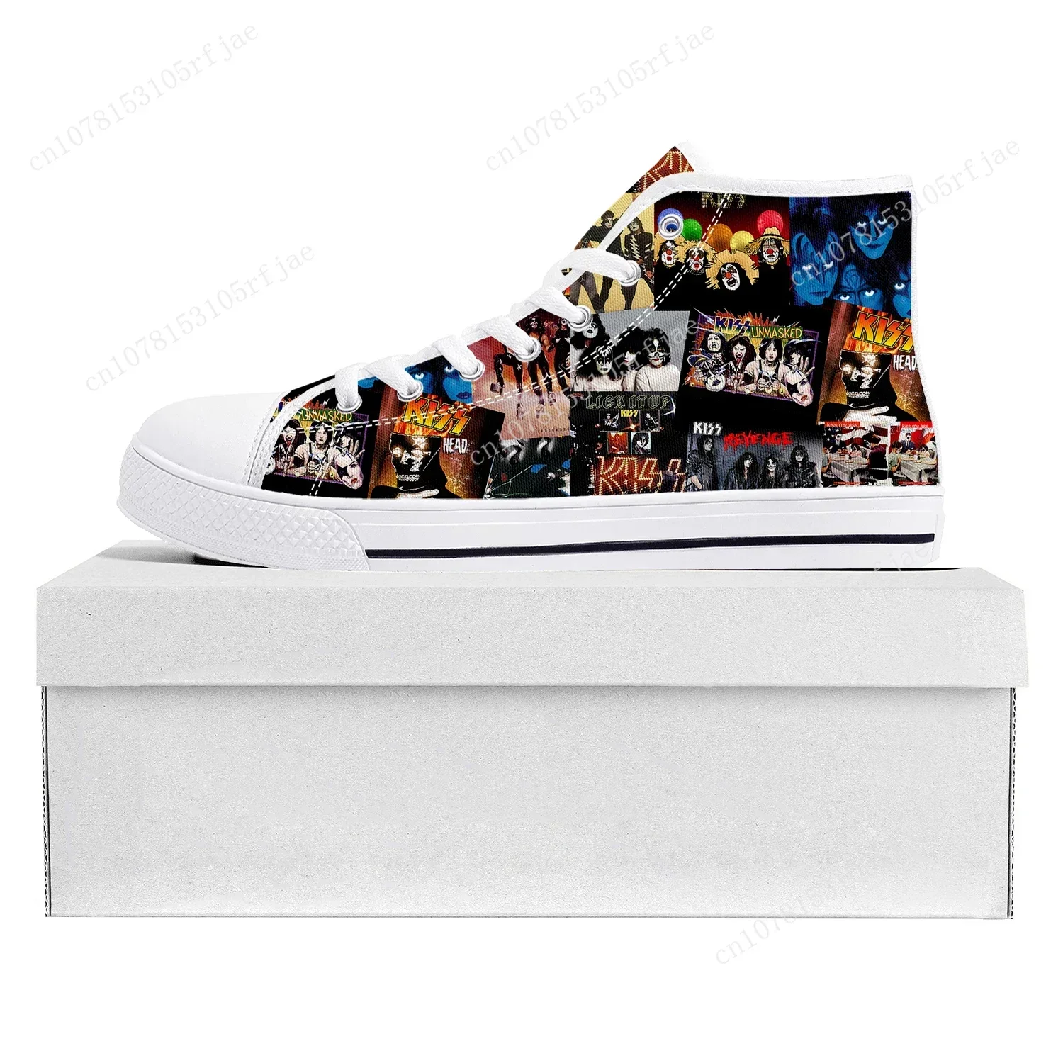 Beijo Heavy Metal Rock Band Sneakers para homens e mulheres, tênis de lona, personalizado, alta qualidade, adolescente, casal, top fashion