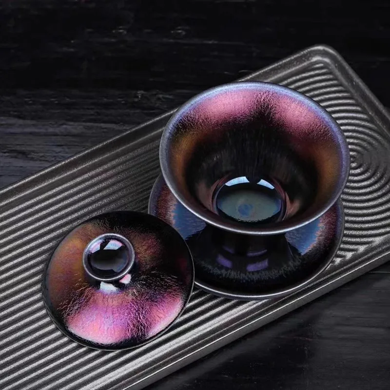 Colorful Yao Bian Gai Wan - Jianyang Jian Zhan Iron Thin Body Teapot, Non-Hot Touch, San Cai Gai Wan – Perfect for Tea Lovers