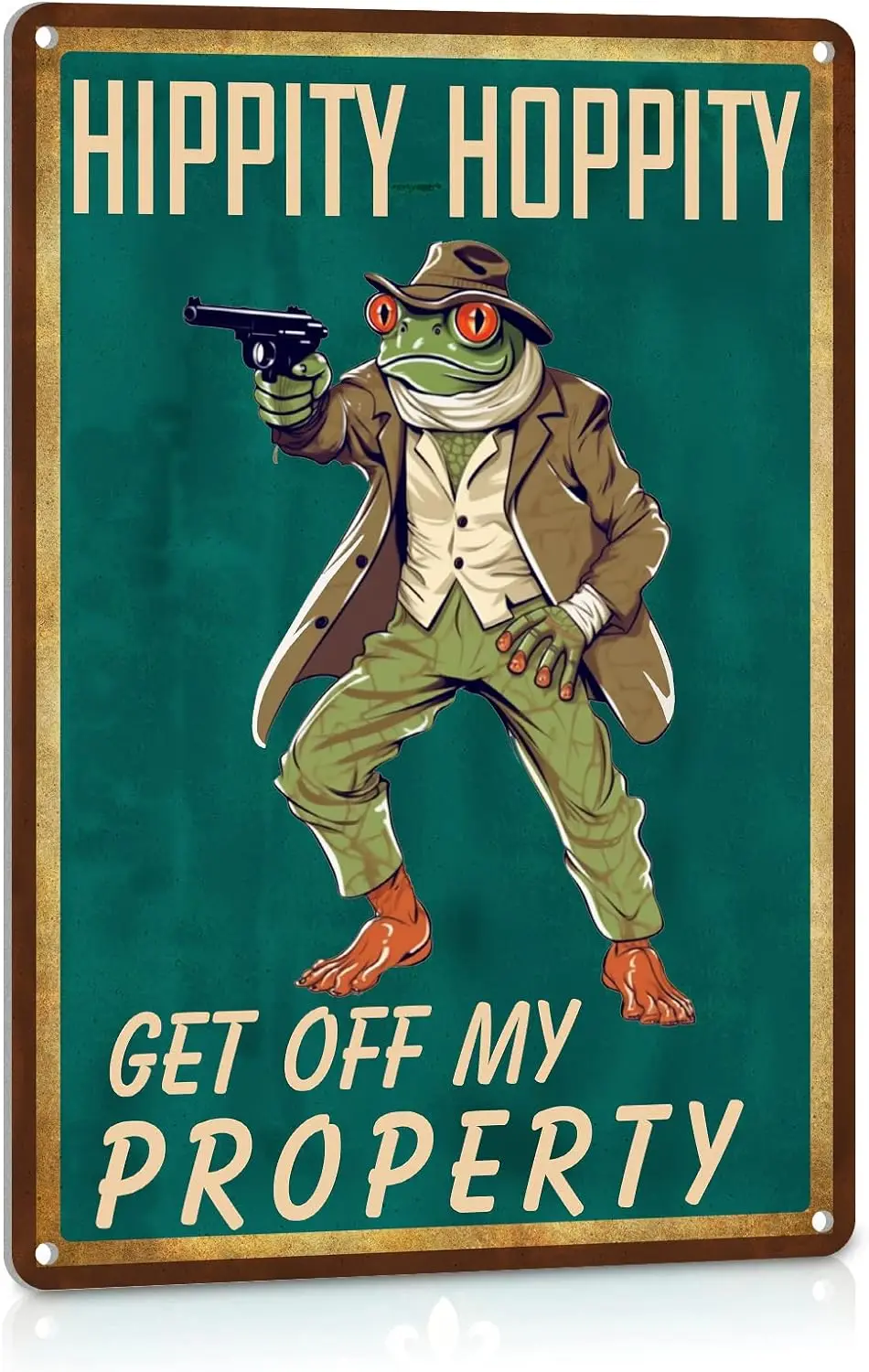 Hippity Hoppity Get Off My Property Sign - Funny Frog Garden Decor - Cute Frog Cottagecore Room Decor Poster - Private