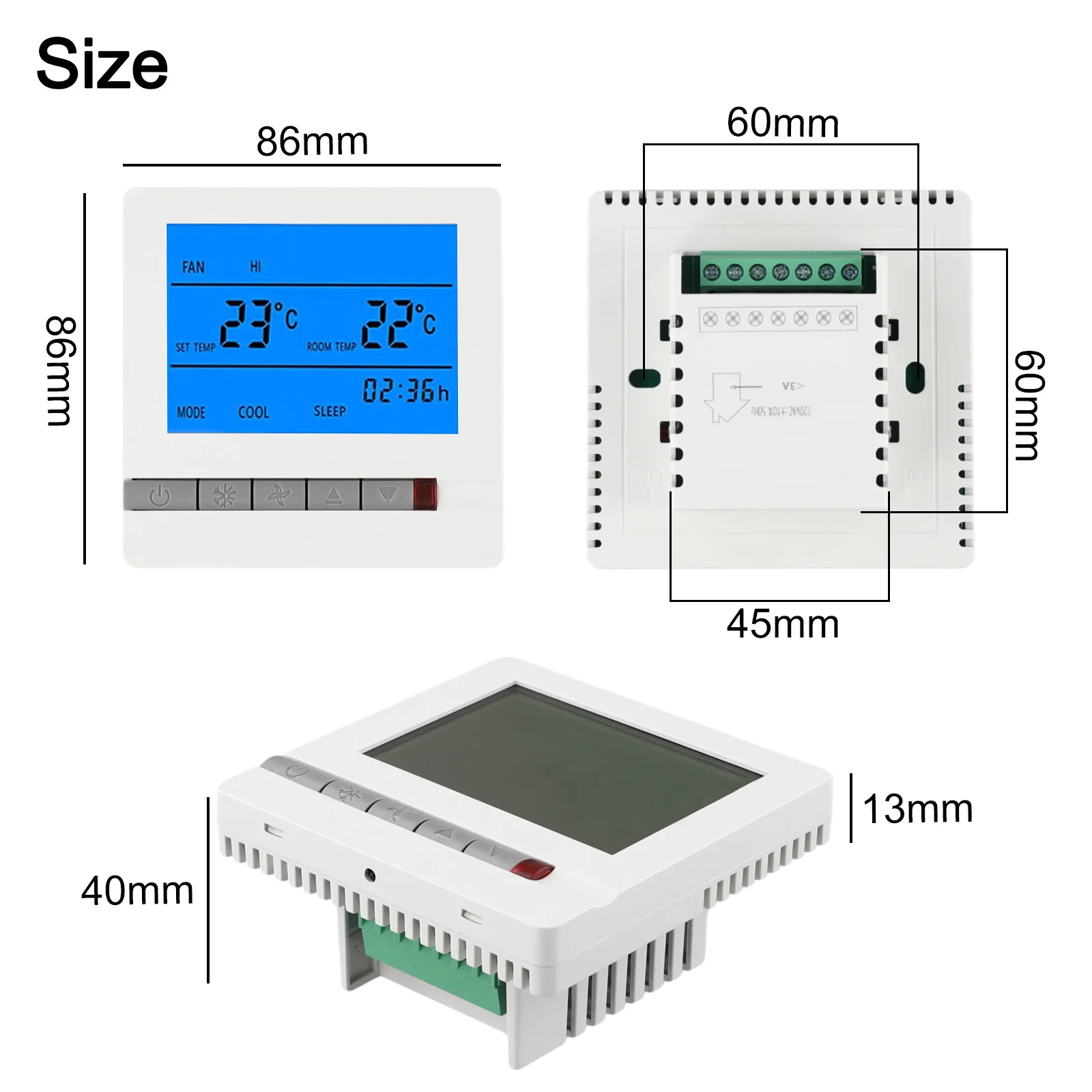 

Intelligent Air Conditioner Thermostat with Large LCD Display and High Accuracy Temperature Control for Home Use