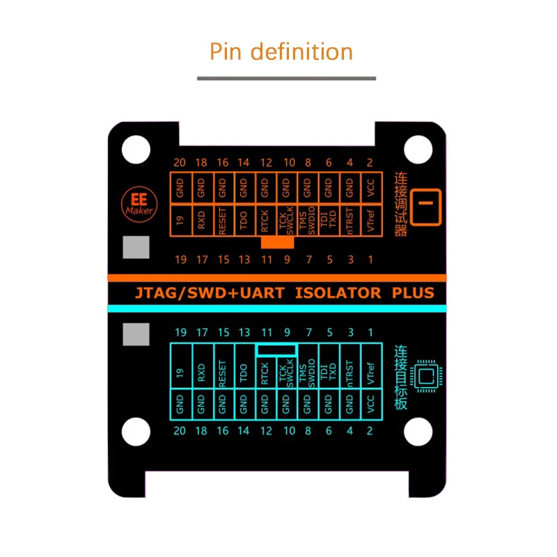 JTAG/SWD/Serial High-Voltage Isolation Simulator Adapter Board Supporting JLink/STLink/DAPLink