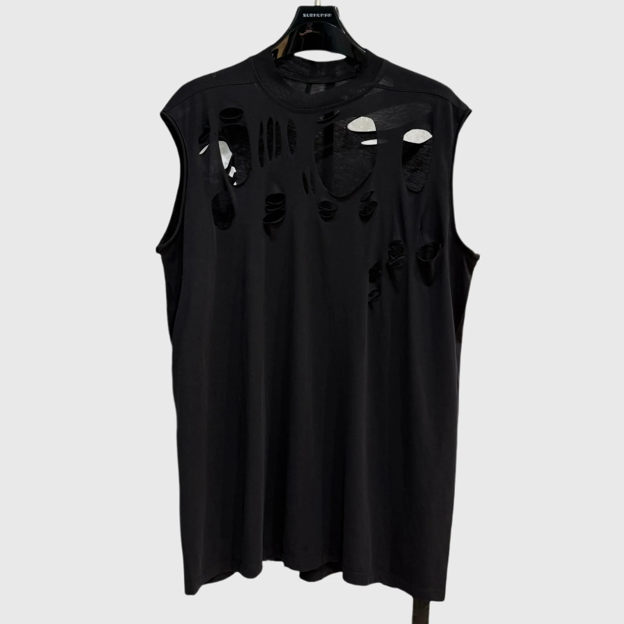 Men's Casual T Shirt 100% Cotton Gothic Men's Hip Hop Vest Hole Tops Tees Summer Women Solid OverSized Long T Shirt