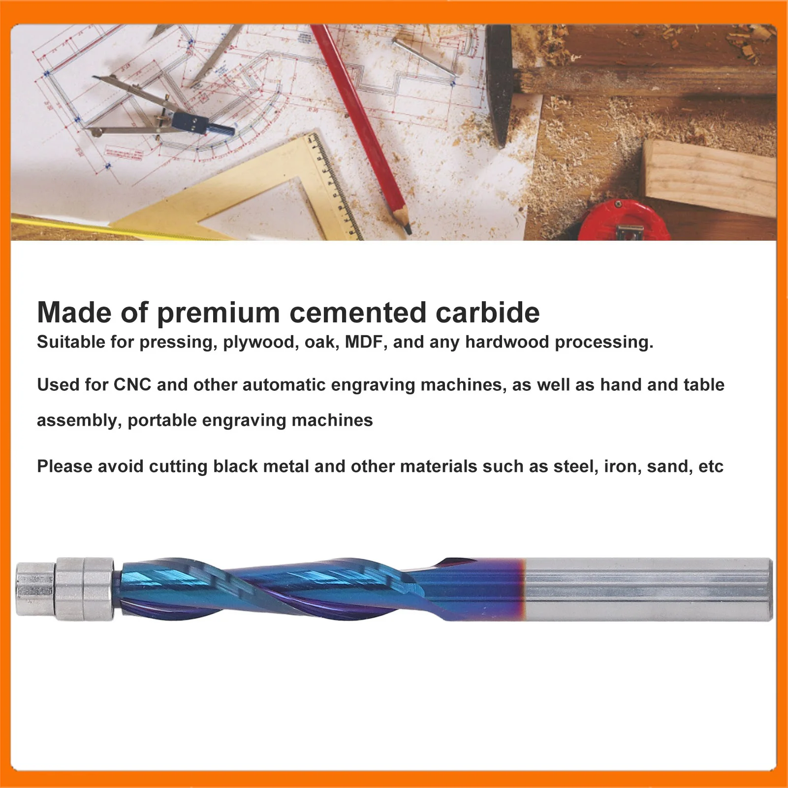 

Router Bit Portable 1/4 Shank Cemented Carbide Compression Flush Trim Bit Sturdy Strong Compatibility with Bearing