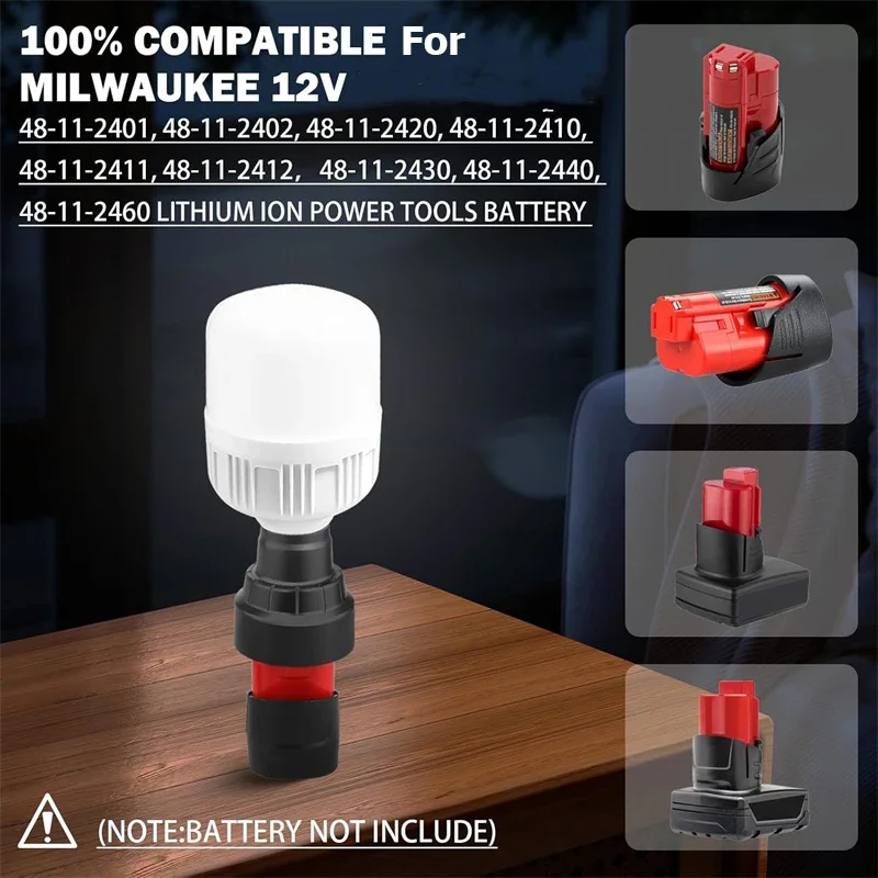 LED Work Light for Milwaukee 12V with LED Bulb 12W 1300LM Handheld LED Flashlight for Milwaukee 12V Max 6500K Cool White Light