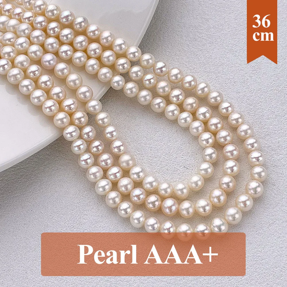 6.5-7.5mm Natural Freshwater Pearls Bead Round Pearl Loose Spacer Beaded for Making DIY Jewelry Necklace Bracelet Accessories