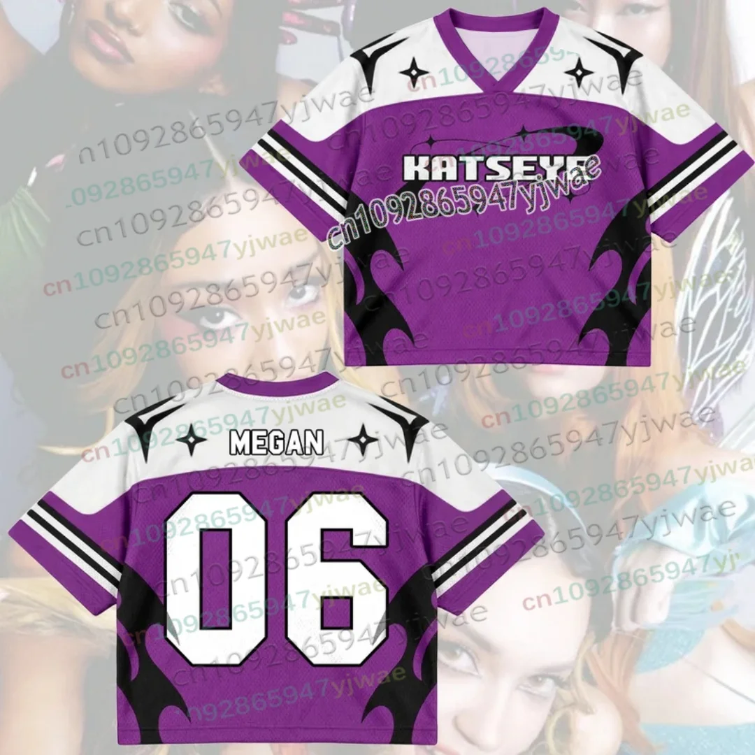 KATSEYE New Tour Tribal Purple Mesh Jersey Kpop Lara Merch Geschenk für Fans Herbst Herren Damen Kurzarm T-Shirt Kpop Fans Geschenk – Detail 6