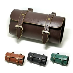 Q392 Bicycle Bags Brown/Black Motorcycle Saddle Bags PU Leather Motorbike Side Tool Pouch Tail Bag Luggage Moto Universal