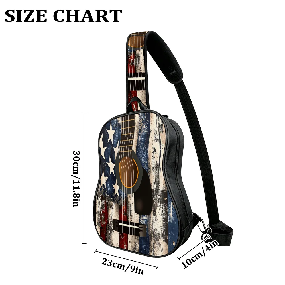 American art Men's Guitar Chest Bag, Sports Sling Pack with Inner Pocket, Breathable Running, Great Gift for Music Lovers