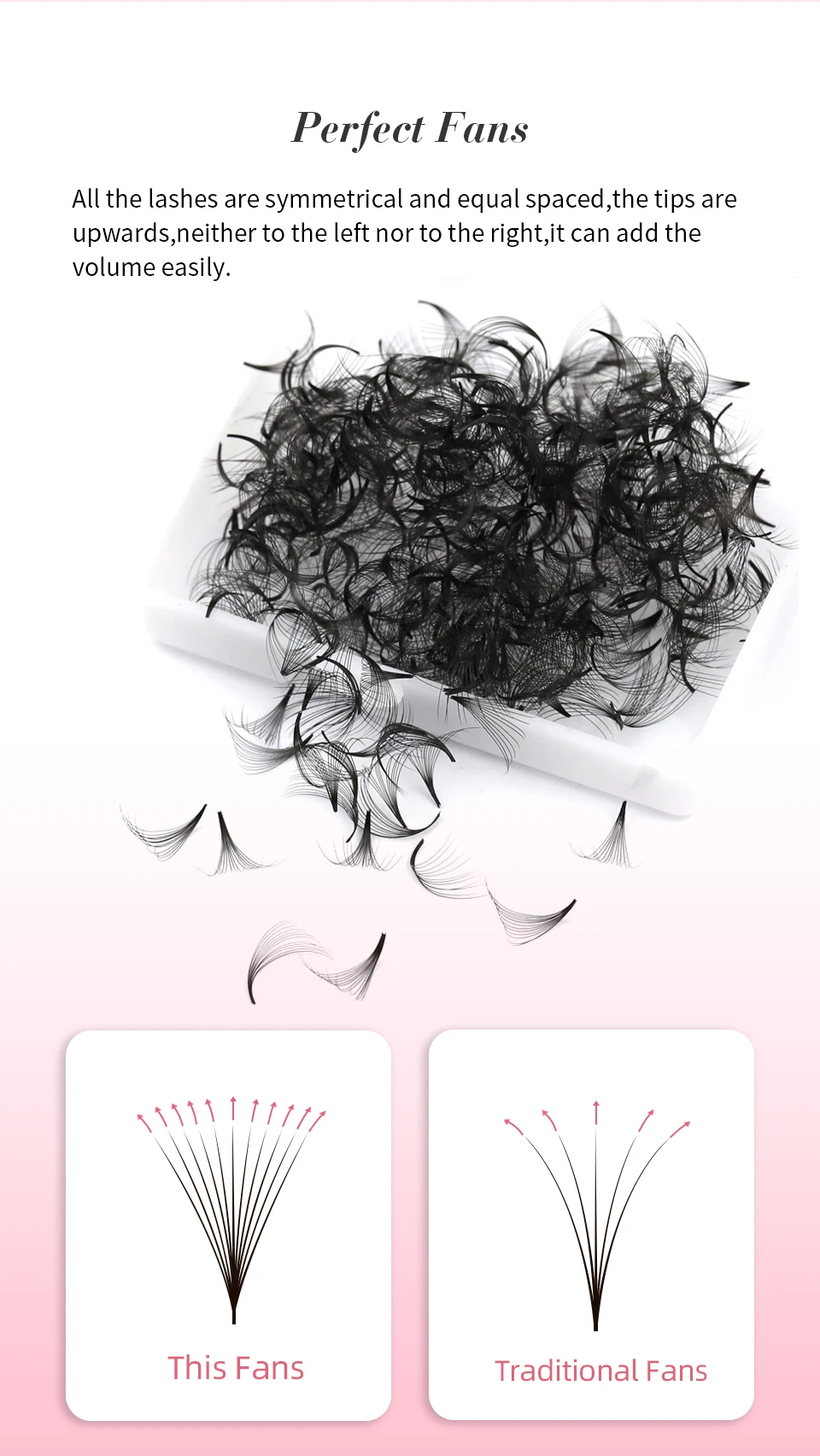 Rujade 500/1000PCS 3D-20D Vorgefertigte Fächer Wimpernverlängerung Volumen Wimpernverlängerung Flauschige weiche handgemachte lose Pro-Made Wimpern – Detail 7