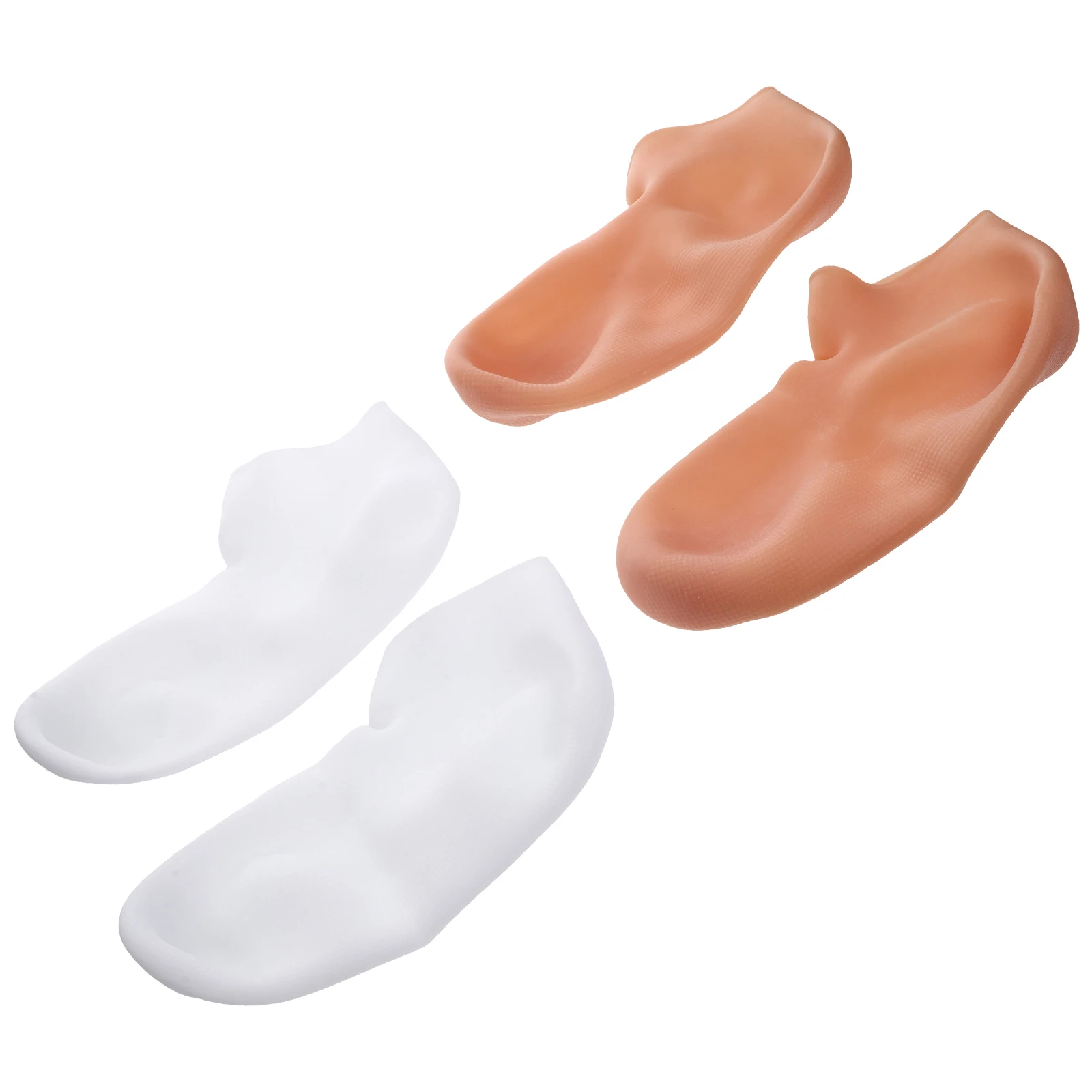 

4pcs 2 Pairs White Beige SEBS Exfoliating Socks Foot Overnight Spa Cover Women Moisture Heel Lotion Dry Cracked Feet M 35 37