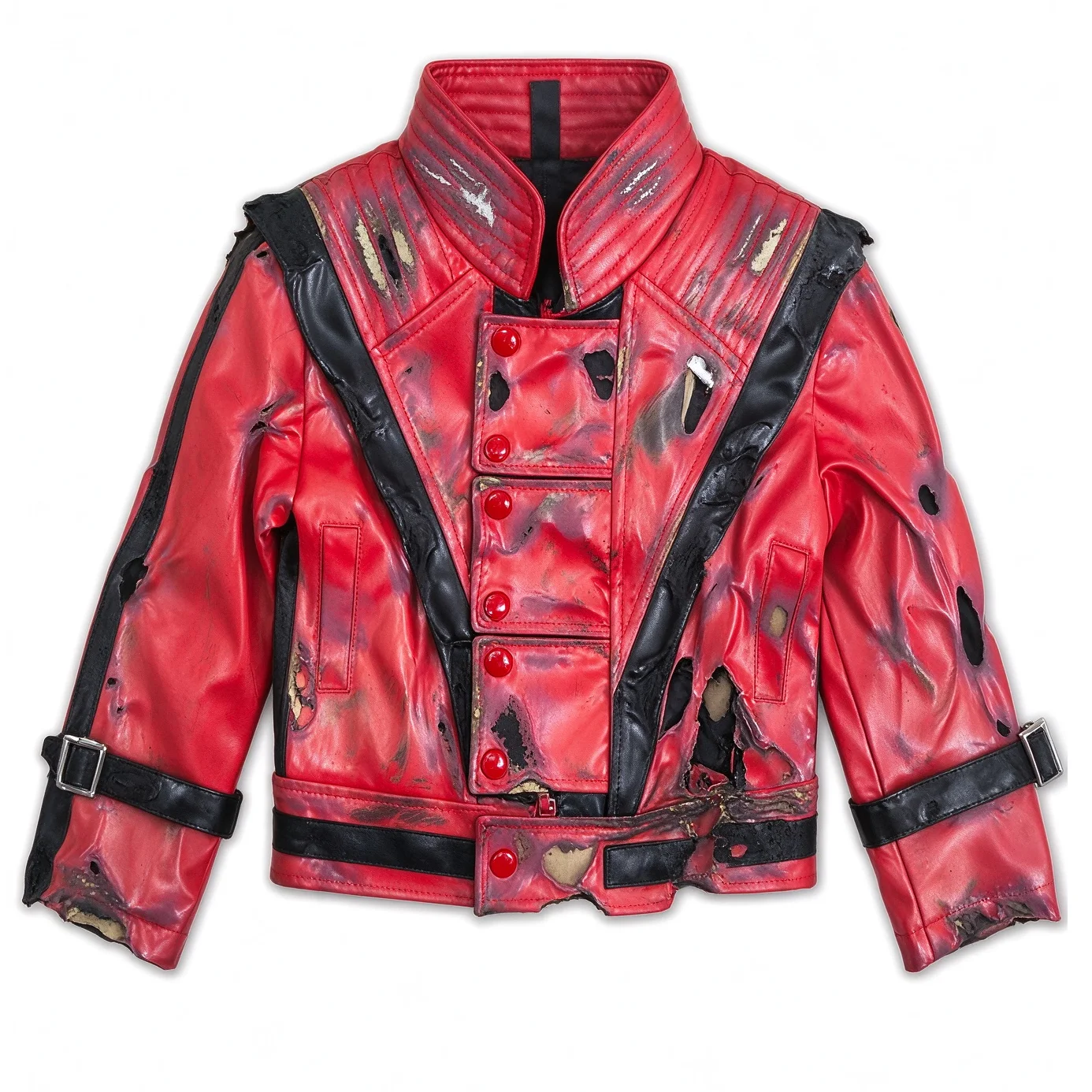 Halloween Handmade Rare Michael Jackson Thriller Costumes with Broken Scorched Jacket for Kids Boys Red Coat Christmas