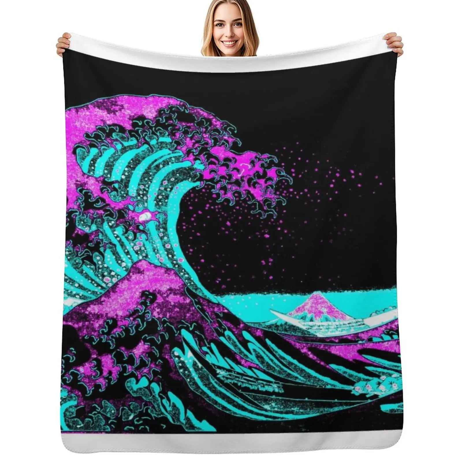 

Vapourwaves Japanese Digital Art Throw Blanket Flannels warm for winter Luxury Quilt Blankets