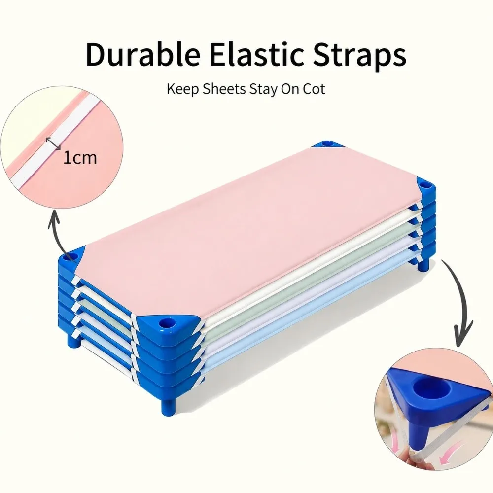 Portable 51*23inch Nap Cot Cover 4-corner Rubber Bands Solid Color Unisex Bed Sheet Loose Tight String Bedding Kindergarten