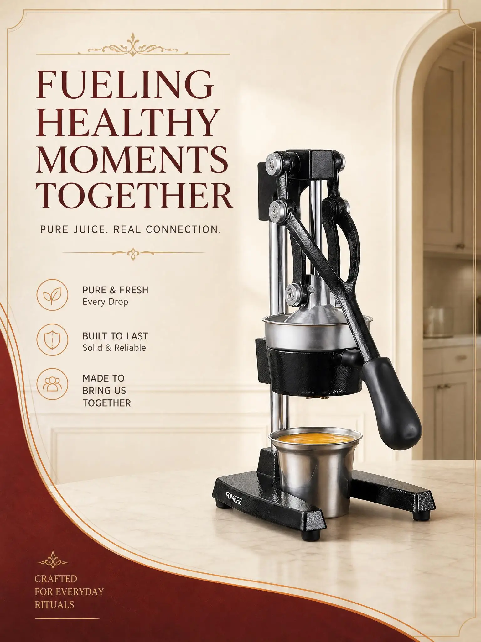 Manual Juicer, Manual Citrus Juicer Press, Heavy Duty Cast Iron Orange Pomegranate Squeezer with 400ml Cup, Hand Press Juice Extractor for Home Kitchen Bar view 2