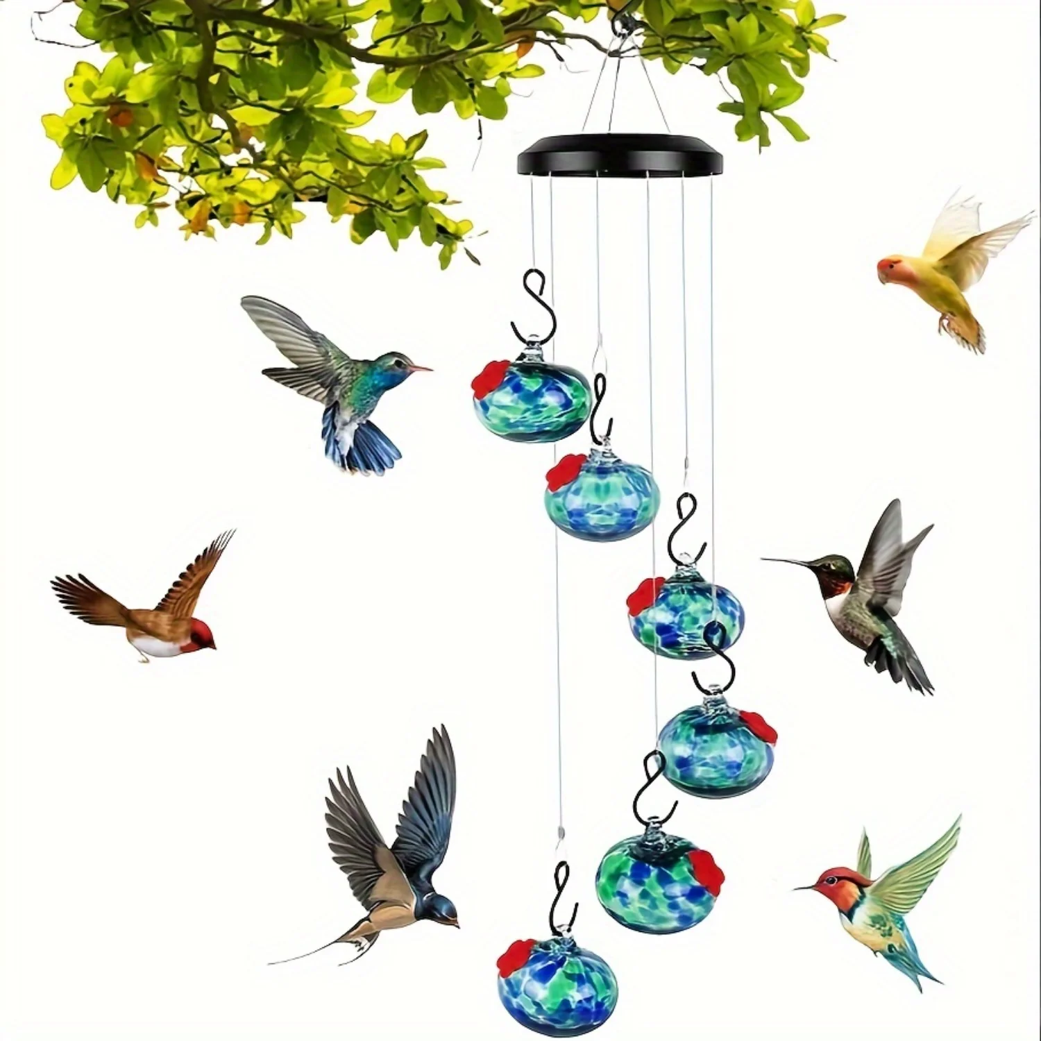 Wind Chime Style Hummingbird Feeder, Anti-Ant & Bee Outdoor Hanging Bird Feeder, Durable Plastic, Perfect For Garden Patio Decor