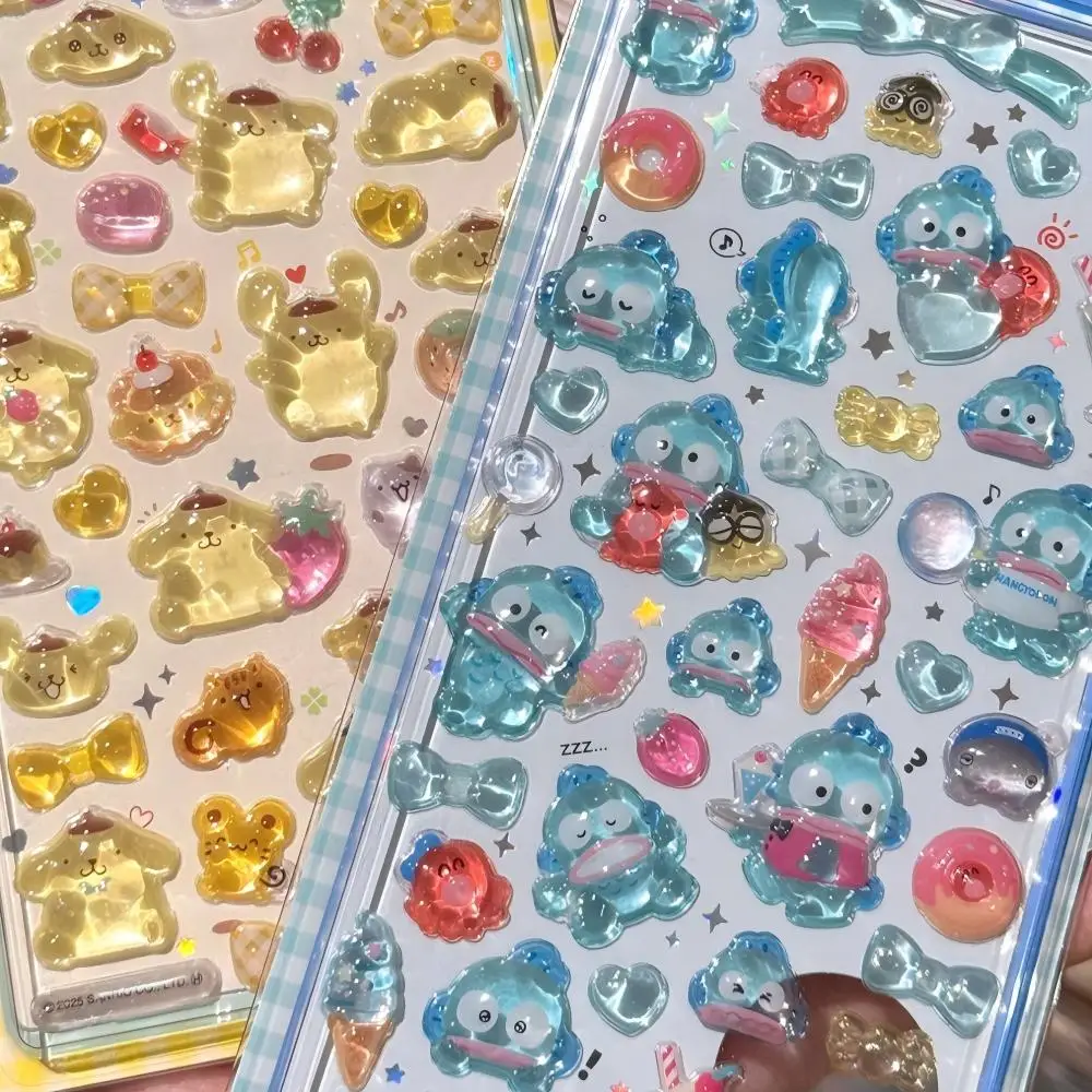 Pegatinas 3D de Sanrio Hellokitty Kuromi, Cinnamoroll, Anime Bonito, Transparentes, de Gelatina, Cristal, Decorativas, DIY, para Carcasas de Teléfono, Juguetes para Niños