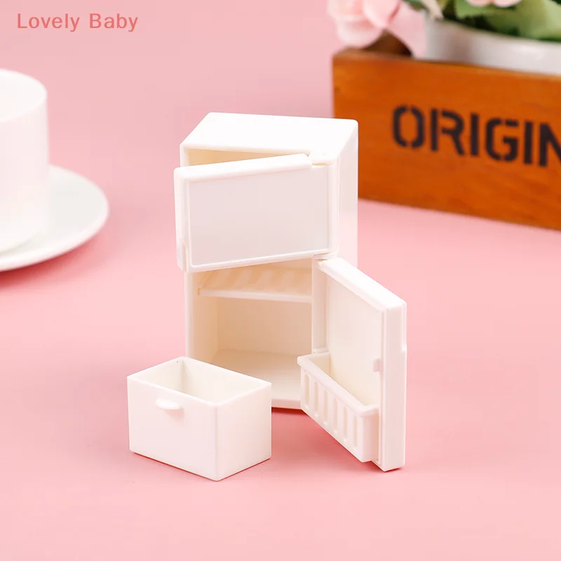 【BBS-7】Dollhouse Miniature Bench Refrigerator Toys Kitchen Home Furniture Decoration