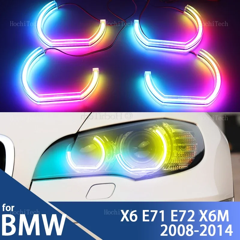 

For BMW X6 E71 E72 X6M 2008-2014 RGB Dynamic Revolving Angel Eyes LED APP control Sequential Flowing Multicolor Car Rings