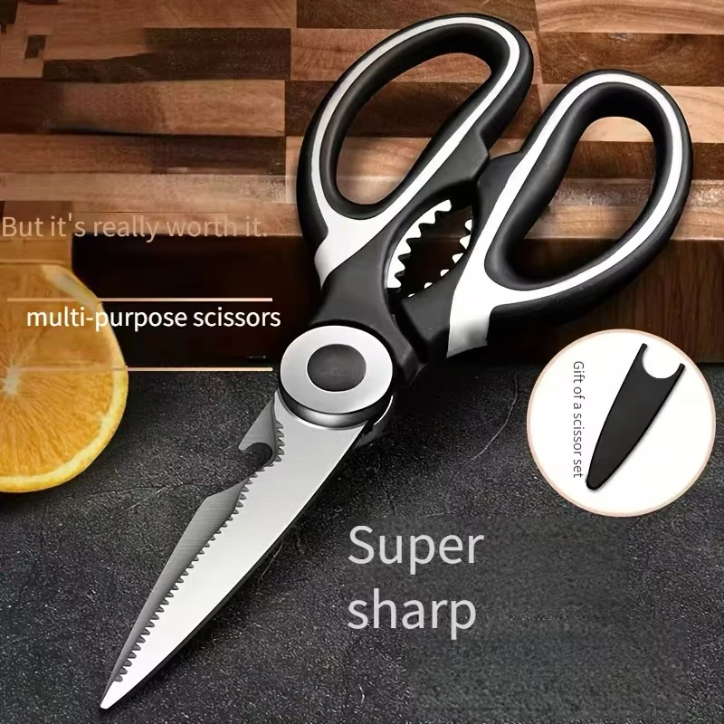 Tijeras de cocina multifuncionales para el hogar, tijeras de acero inoxidable para cortar pescado y carne