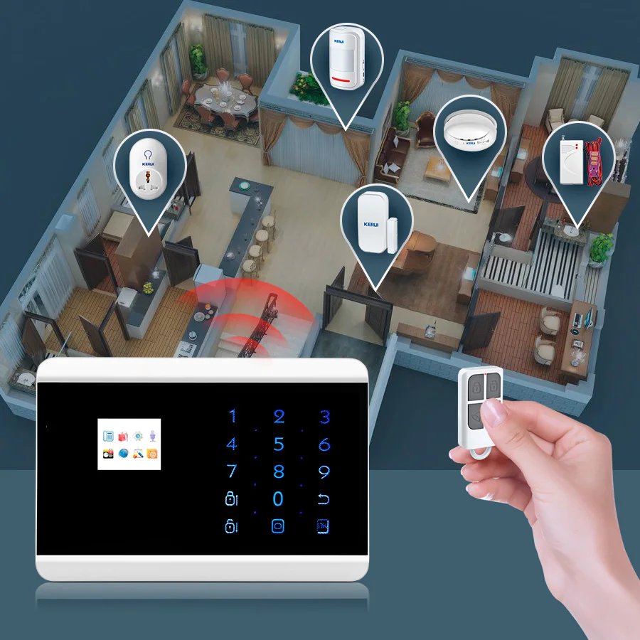 8218G GSM/PSTN Alarm System Wireless Home Appliance Touch Keypad APP Remote Control Motion Sensor Detector