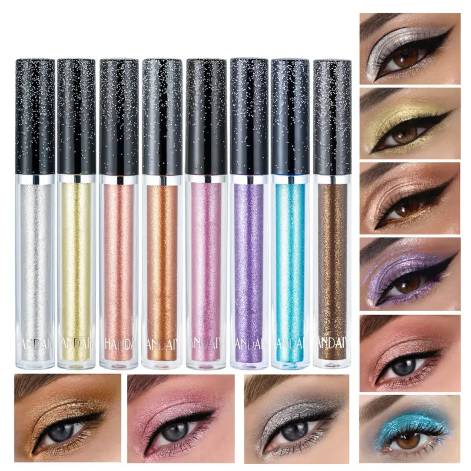 Diamond Glittering Liquid Eyeshadow for Tear Bag Makeup - 12 Vibrant Colors, Shimmery Pearly Eye Makeup for Lying Silkworm Tears