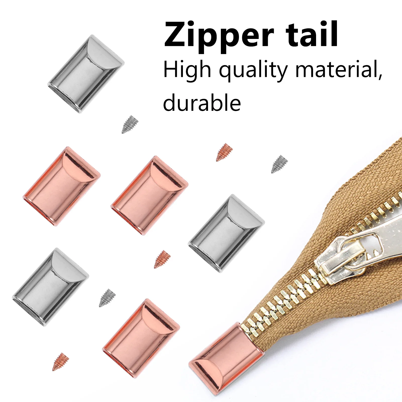 

50Pcs Metal Zipper Tail Clips Sturdy Bag Zipper End Stops for Handbag Single Shoulder Bag DIY Craft Zippers Tail Clip
