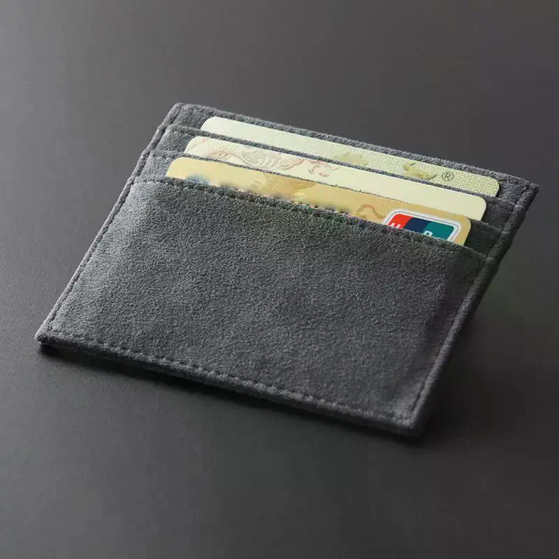 Suede Slim Card Holder With Multiple Card Slots Credit Bank Card Small Man Purses Perfect For Daily Commute Business Travel