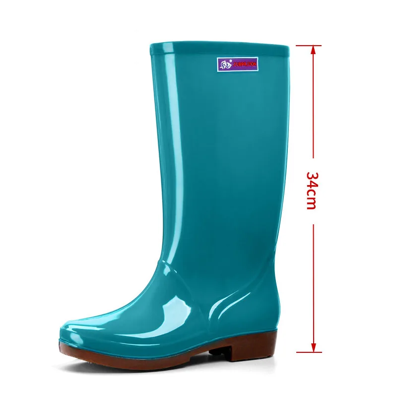 2022 Women\'s Rain Shoes Casual PVC with Velvet Waterproof Non-slip Knee-high Boots New Fashion Tide for Reasons Botas De Mujer