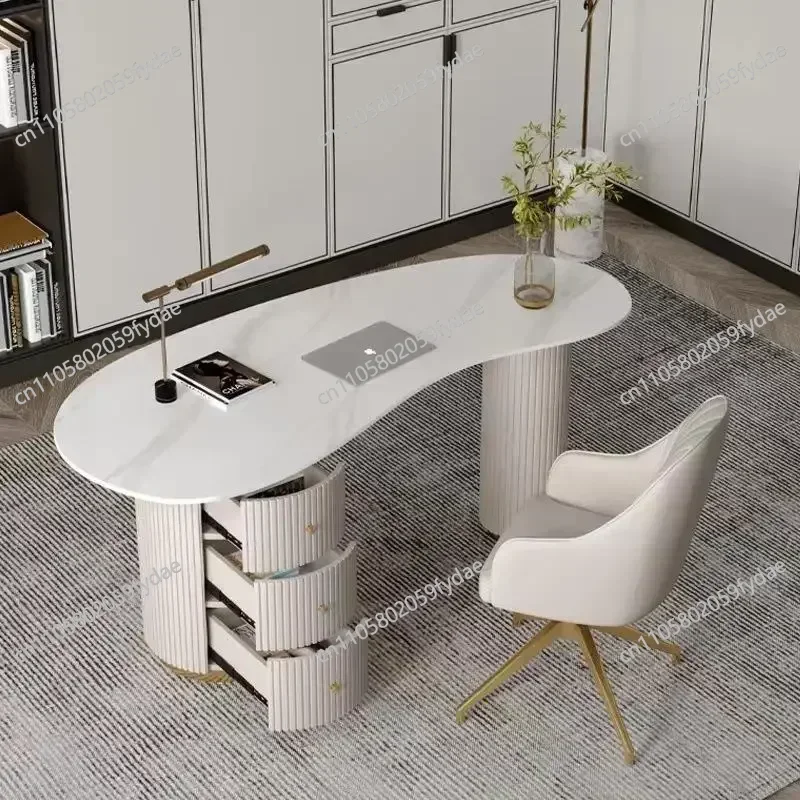 A Light luxury rock slab irregular office computer desk designer desk, beauty salon, medical consultation reception