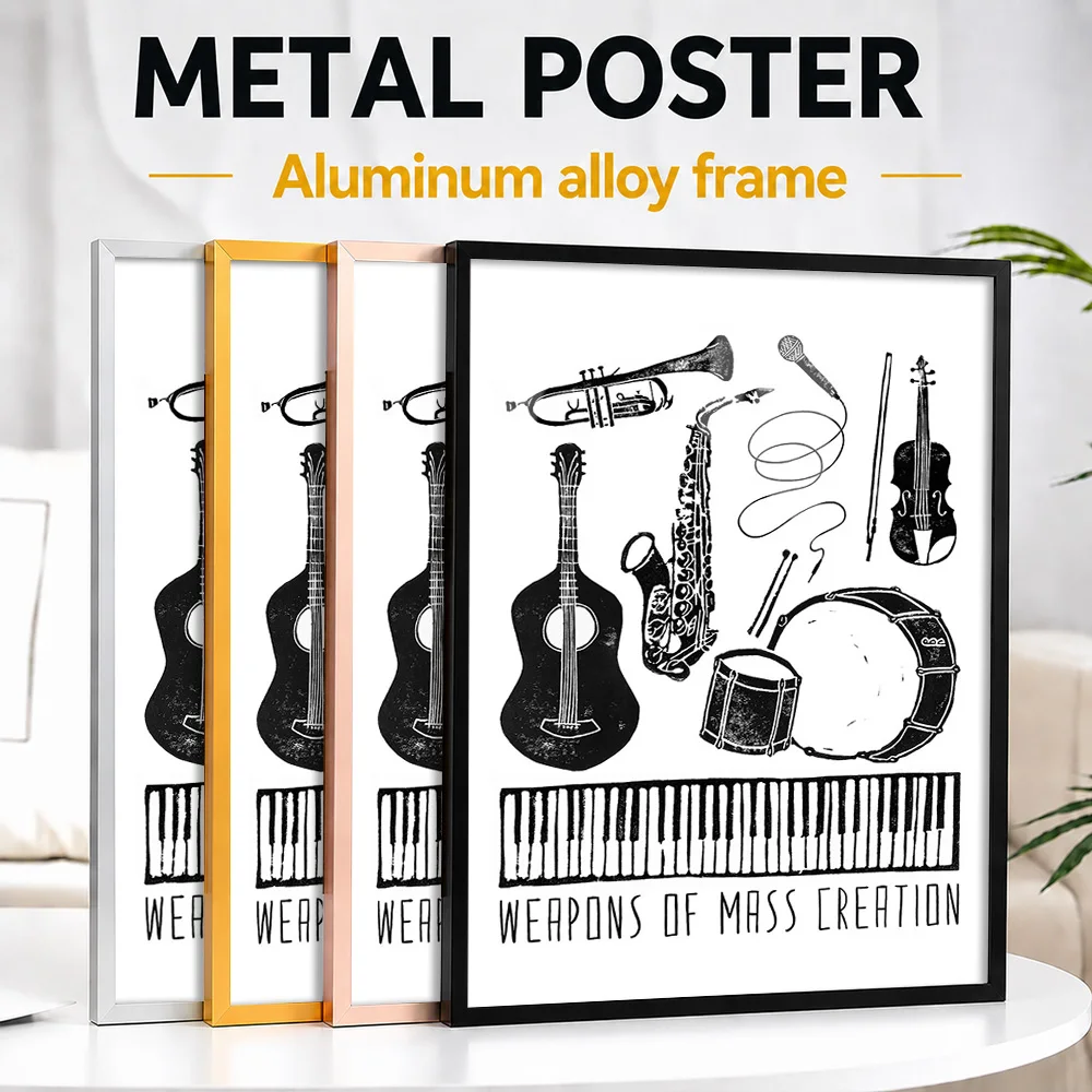 WOMC Music Metal Poster With Aluminum Alloy Frame Personalized Photo Retro Record Style Wall Art For Studio Memorable Fan Gift