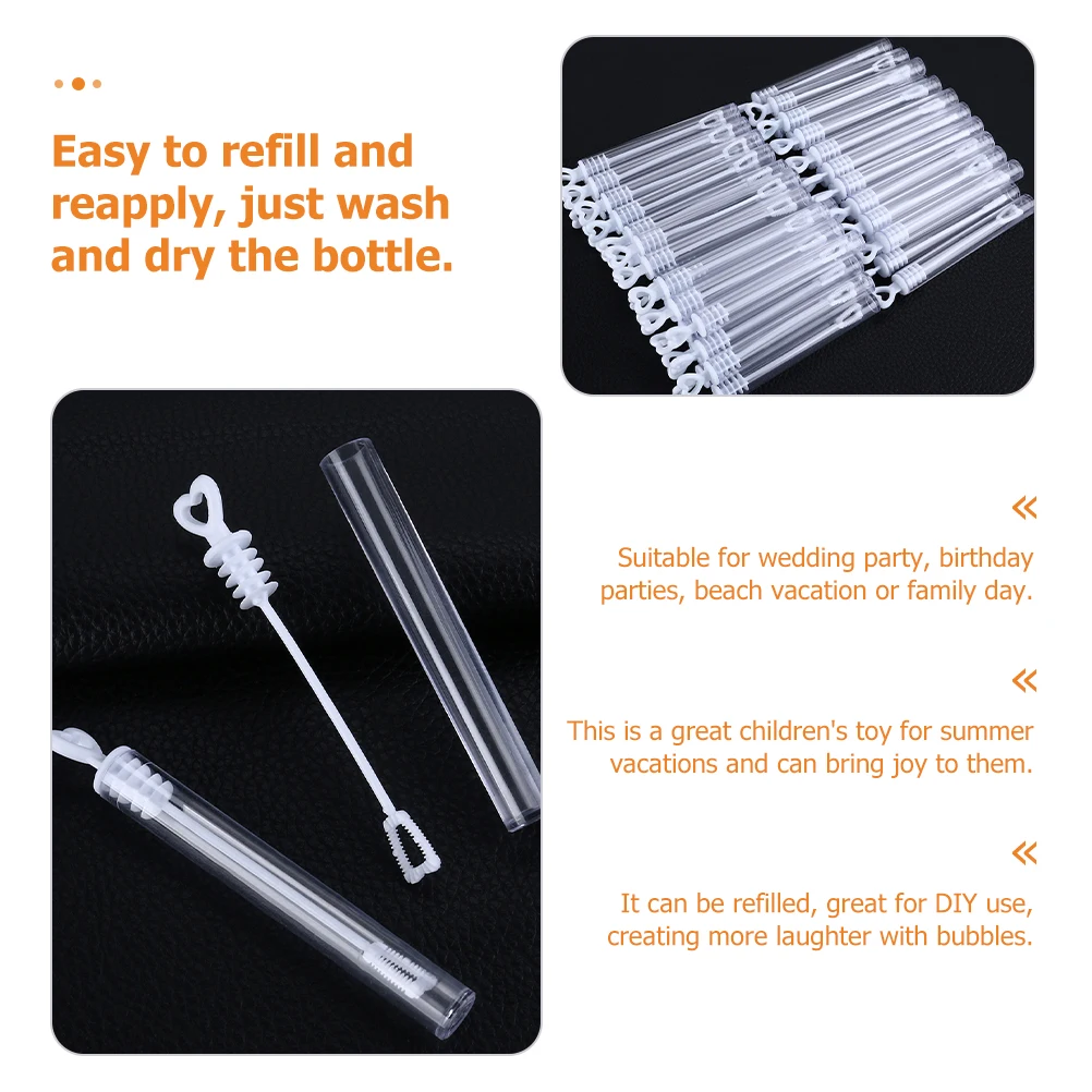 

12pcs Empty Bubble Wands Tube Refillable Lightweight Compact Size Heart Shaped Party Favor Kids Safe Blow