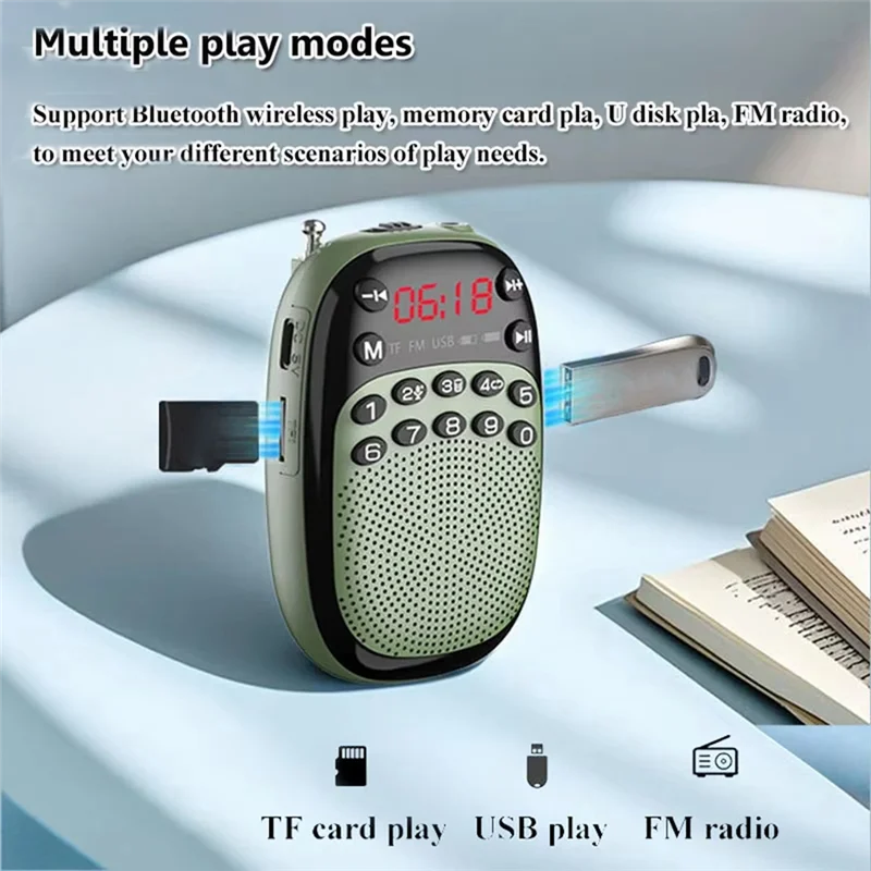 Abmf-mini bolso rádio fm portátil dsp rádios sem fio bluetooth alto-falante gravação interna & externa tf usb leitor de música a