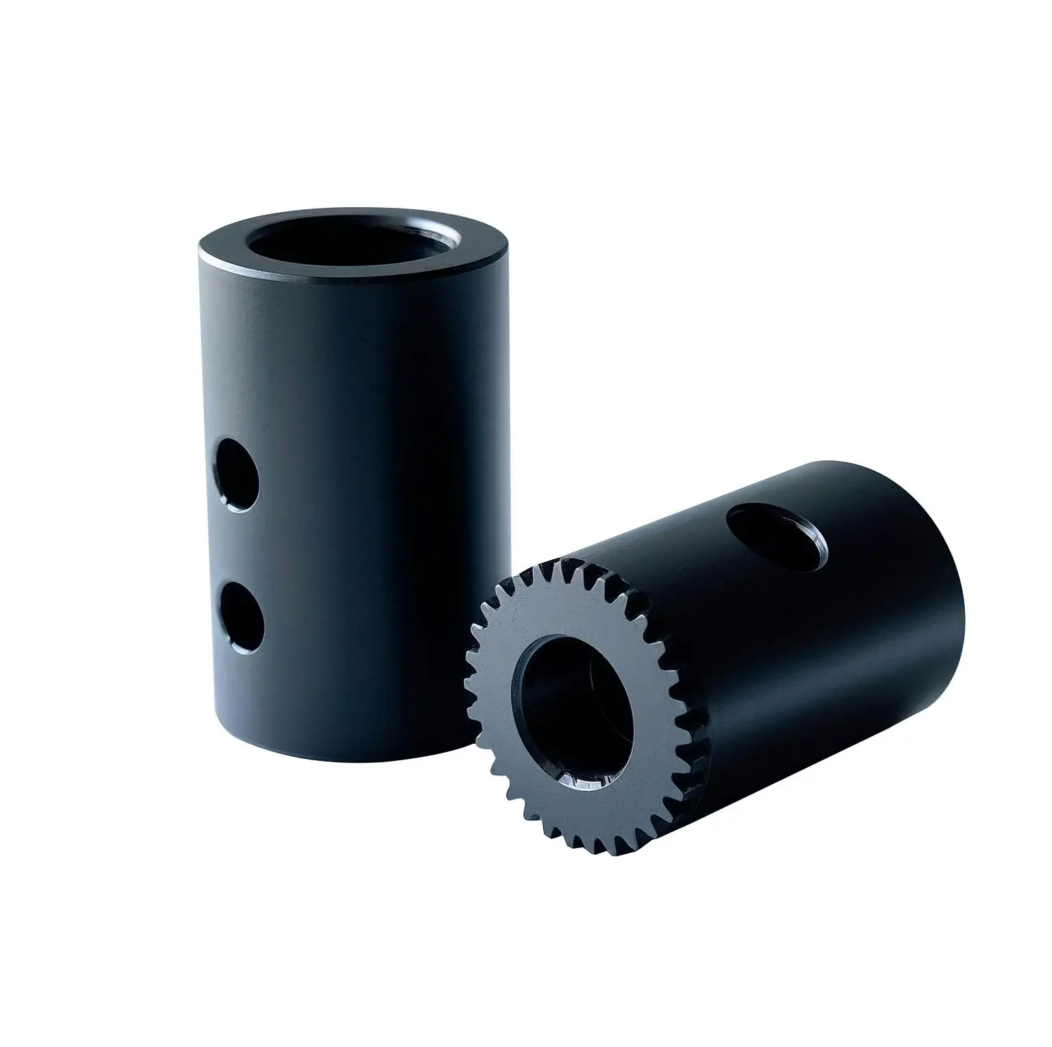 High-Strength Black Precision Machined Metal Cylinders with Precise Holes and Gear-Edge Design CNC Machining Services Product