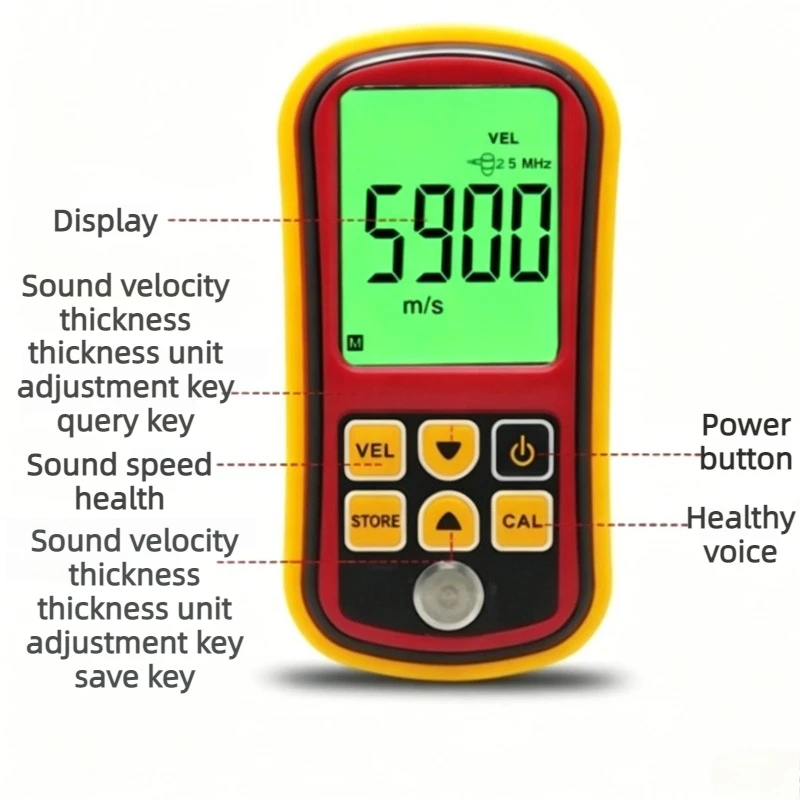 Ultrasonic Thickness Gauge Digital LCD Width Measuring Tools 1.2~220mm Glass Ceramics Metal Thickness Gauge Monitor for GM100