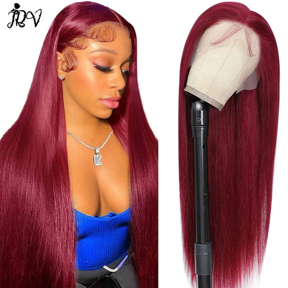 Human Hair 13x4 Lace Front Wigs Human Hair Straight Red 180 Density HD Lace Pre Plucked Pre Cut Wigs Colored For Black Women