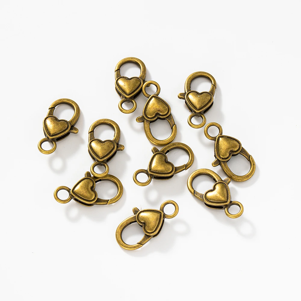 10Pcs/Lot 27x15mm Heart Lobster Claw Clasps Fastener Hook Connector DIY Necklace Bracelets Jewelry Making Findings Wholesale