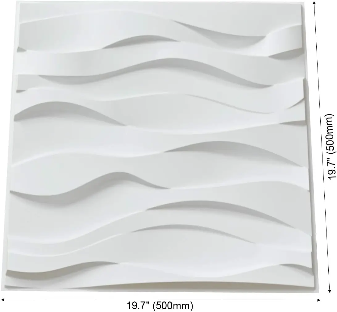 Paneles para Paredes Interiores, PVC Panel de Pared 3D Blanco, Panel de PVC Ondulado