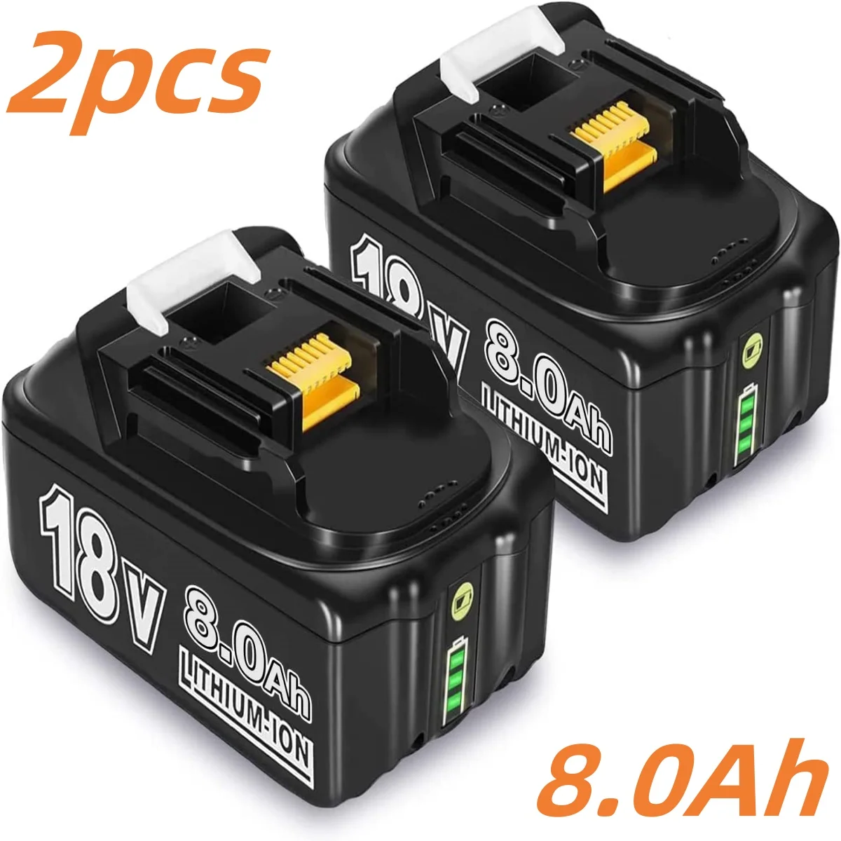 2 Packs 8.0Ah Li-ion BL1860B Battery Replacement for 18V Battery Compatible with 18 Volt Battery BL1890 BL1860 BL1850B BL1850 BL