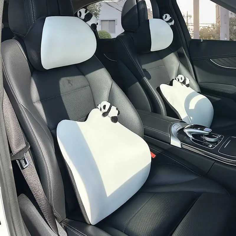 

Panda Car Headrest Waist Memory Cotton Waist Pad Neck Pillow Four Seasons Universal Car Seat Cushion Female Car Accessories