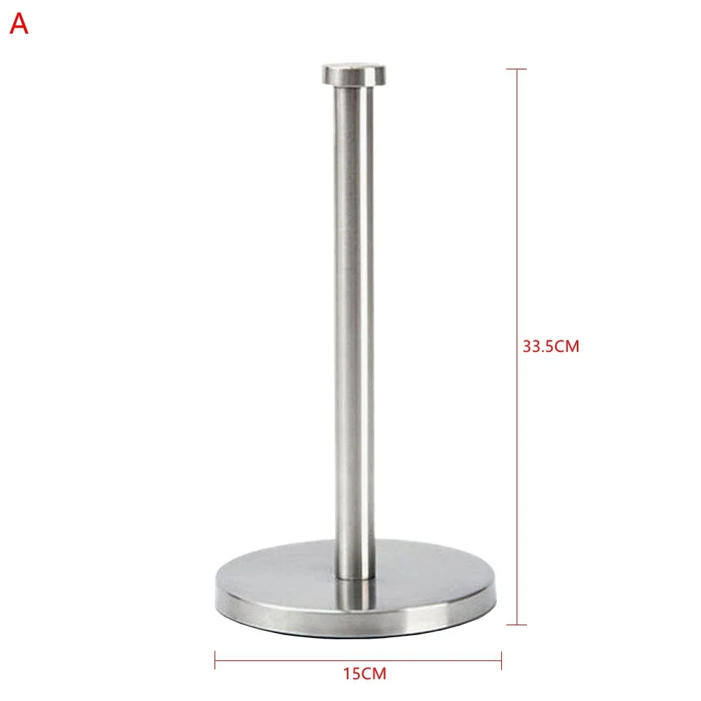 Stainless Steel Kitchen Roll Paper Towel Rack Bathroom Standing Paper Holder Silver Tissue Napkins Rack Home Table Decor